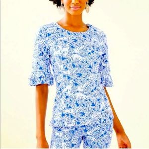 Lilly Pulitzer Fiesta Top Coastal Blue Size 12